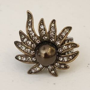 Heidi Daus Bronze Crystal Sunburst Sublime Star Art In Bloom Ring Size 8